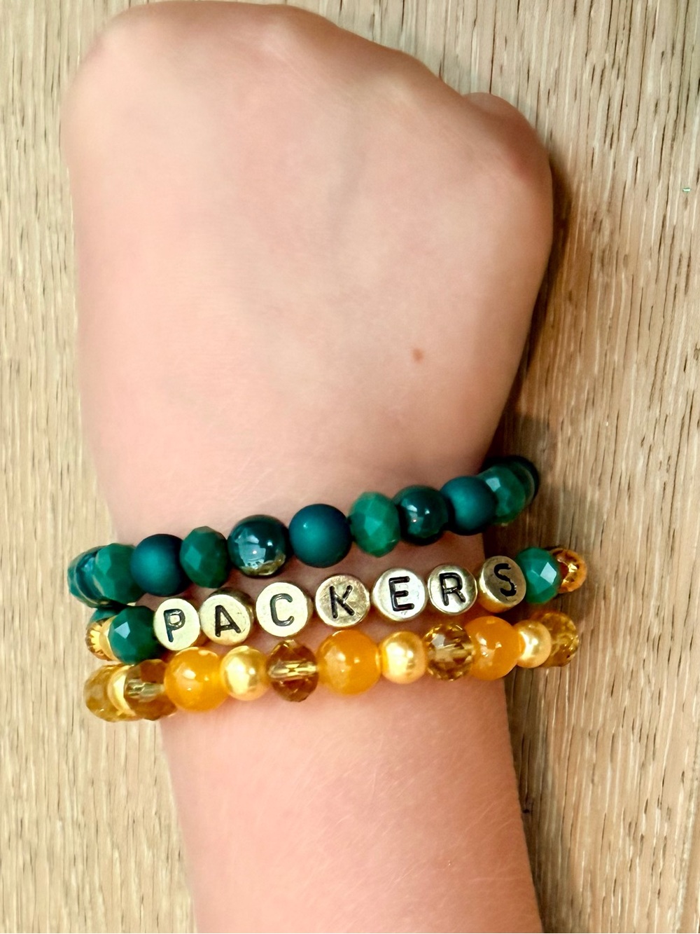 Green & Gold Green Bay Packers Beaded Bracelet Set